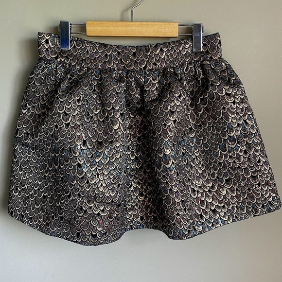 Buffalo‎ David Bitton Women's Metallic Fish Scale Midi Skirt Size Large Zipper - Picture 1 of 11